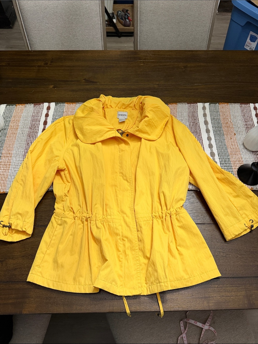 Chico's Bright Yellow Drawstring Waist Utility Jacket